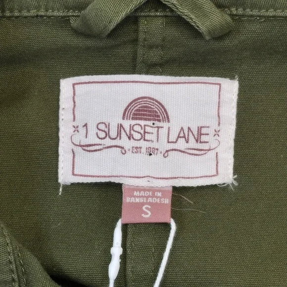 1 Sunset Lane Olive Green Utility Jacket Women's Small Button Front Cotton NWT - Picture 5 of 9